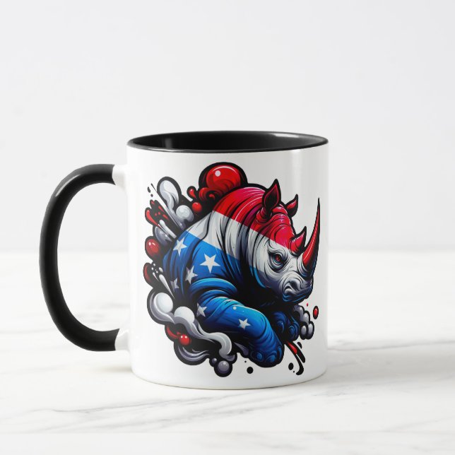 "Patriotic Rhino Design" Mug (Left)