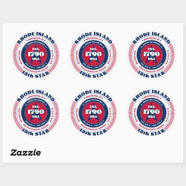 Patriotic Rhode Island Circle Design Sticker (Sheet)