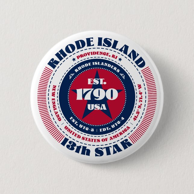 Patriotic Rhode Island Circle with State Details 6 Cm Round Badge (Front)
