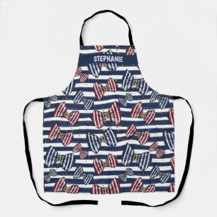 Patriotic Ribbon Stripes Pattern Apron