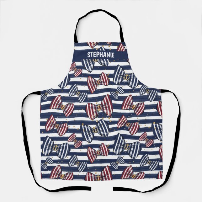 Patriotic Ribbon Stripes Pattern Apron (Front)