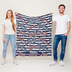 Patriotic Ribbon Stripes Pattern Fleece Blanket