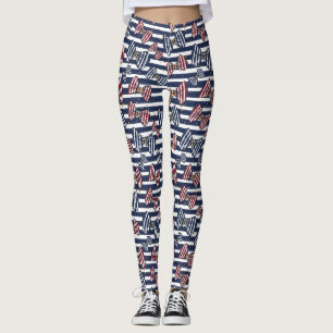 Patriotic Ribbon Stripes Pattern Leggings
