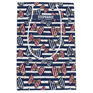 Patriotic Ribbon Stripes Pattern Medium Gift Bag