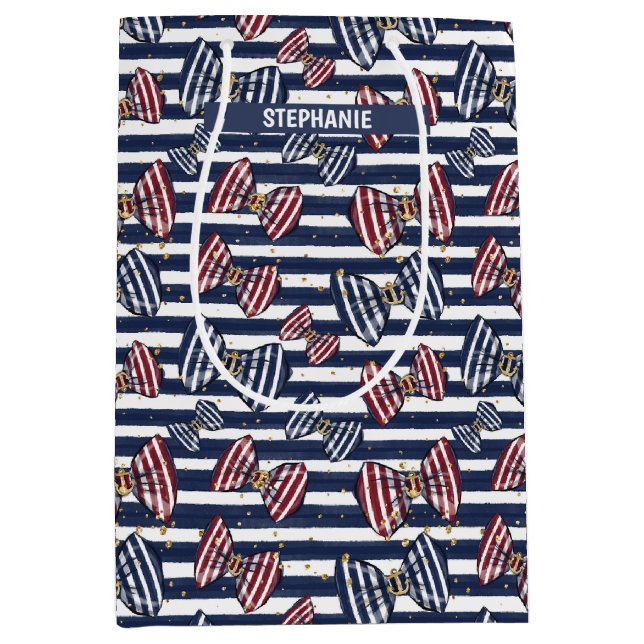 Patriotic Ribbon Stripes Pattern Medium Gift Bag (Front)