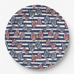 Patriotic Ribbon Stripes Pattern Paper Plate
