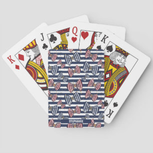 Patriotic Ribbon Stripes Pattern Playing Cards