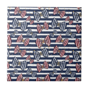 Patriotic Ribbon Stripes Pattern Tile