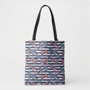 Patriotic Ribbon Stripes Pattern Tote Bag
