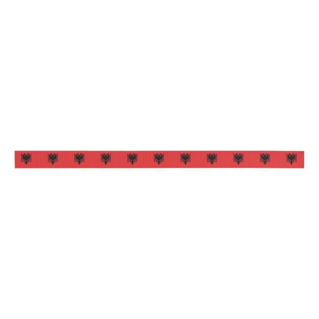 Patriotic Ribbon with Flag of Albania Grosgrain Ribbon (Front)