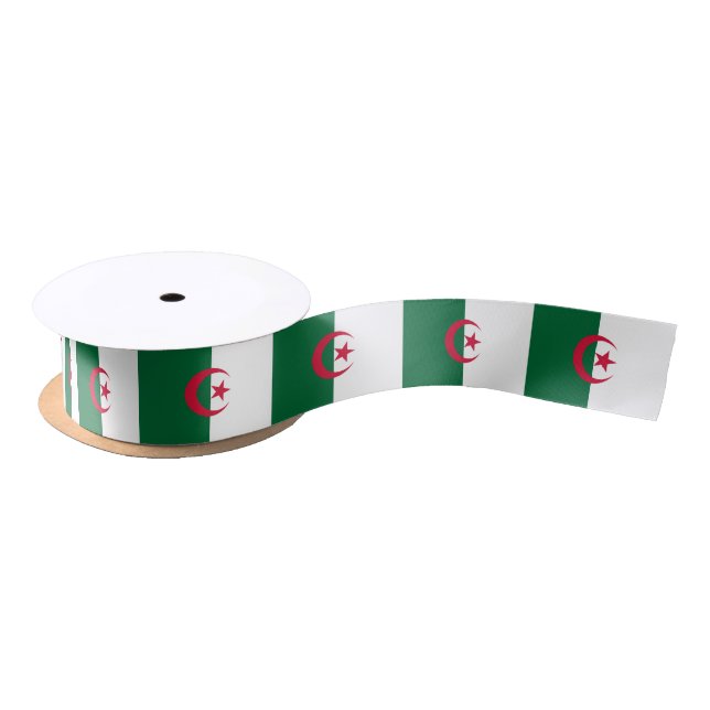 Patriotic Ribbon with Flag of Algeria Satin Ribbon (Spool)