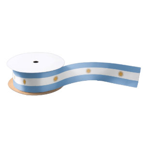Patriotic Ribbon with Flag of Argentina Satin Ribbon