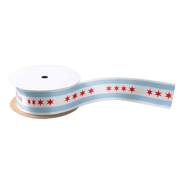 Patriotic Ribbon with Flag of Chicago, U.S.A. Satin Ribbon (Spool)