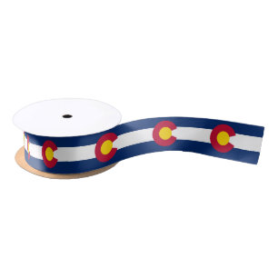 Patriotic Ribbon with Flag of Colorado, U.S.A. Satin Ribbon