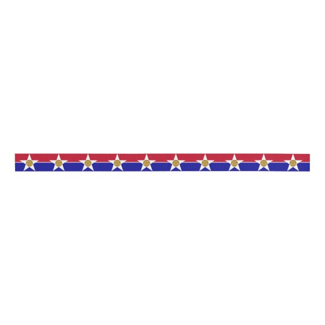 Patriotic Ribbon with Flag of Dallas Grosgrain Ribbon (Front)