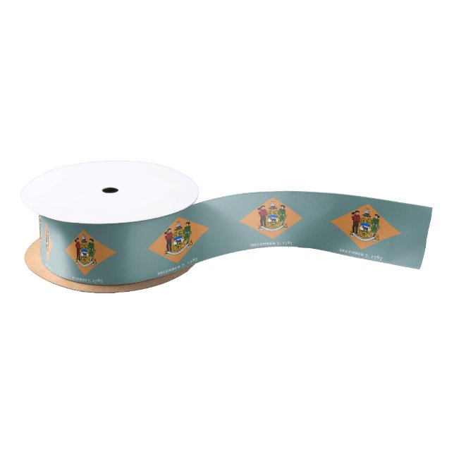 Patriotic Ribbon with Flag of Delaware, U.S.A. Satin Ribbon (Spool)