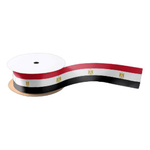 Patriotic Ribbon with Flag of Egypt Satin Ribbon