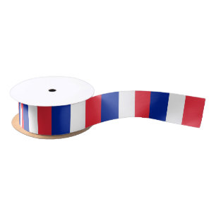 Patriotic Ribbon with Flag of France Satin Ribbon