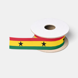 Patriotic Ribbon with Flag of Ghana Satin Ribbon