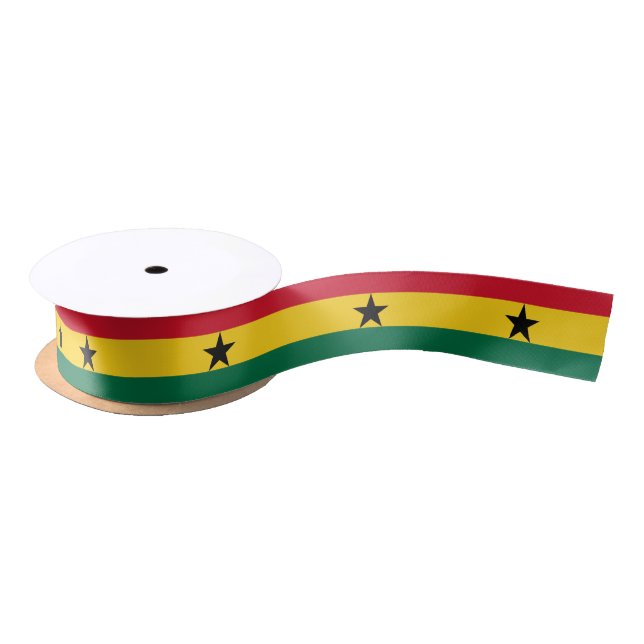 Patriotic Ribbon with Flag of Ghana Satin Ribbon (Spool)
