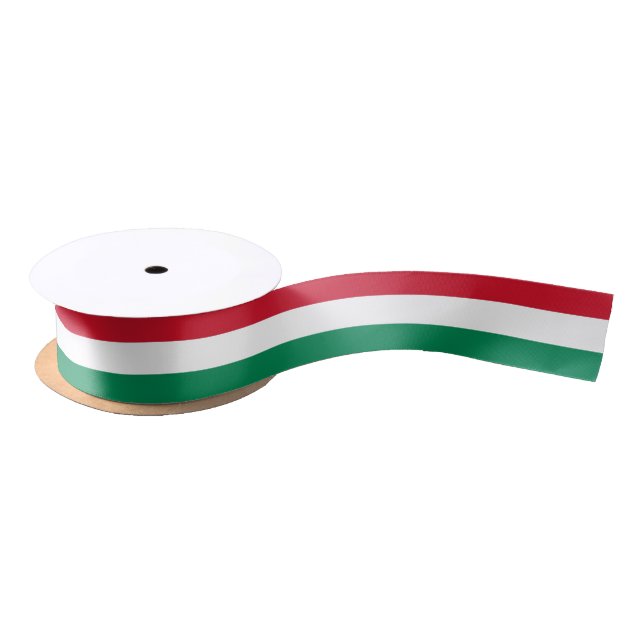 Patriotic Ribbon with Flag of Hungary Satin Ribbon (Spool)