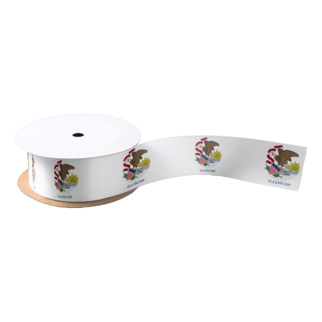 Patriotic Ribbon with Flag of Illinois, U.S.A. Satin Ribbon (Spool)