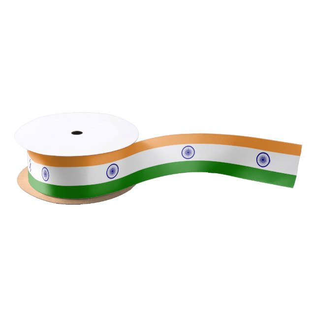 Patriotic Ribbon with Flag of India Satin Ribbon (Spool)