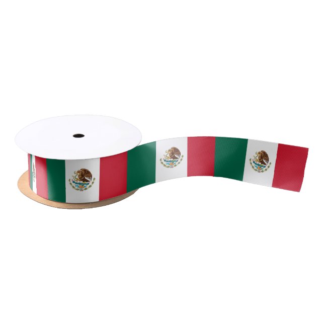 Patriotic Ribbon with Flag of Mexico Satin Ribbon (Spool)