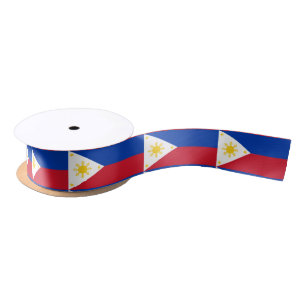 Patriotic Ribbon with Flag of Philippines Satin Ribbon