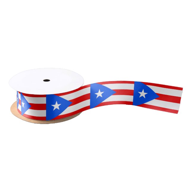 Patriotic Ribbon with Flag of Puerto Rico Satin Ribbon (Spool)