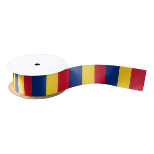 Patriotic Ribbon with Flag of Romania Satin Ribbon