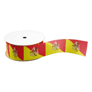 Patriotic Ribbon with Flag of Sicily Grosgrain Ribbon