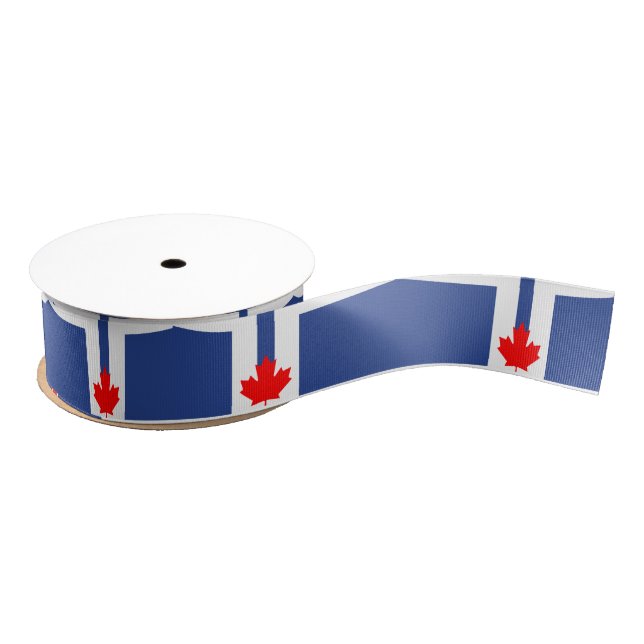 Patriotic Ribbon with Flag of Toronto, Canada Grosgrain Ribbon (Spool)