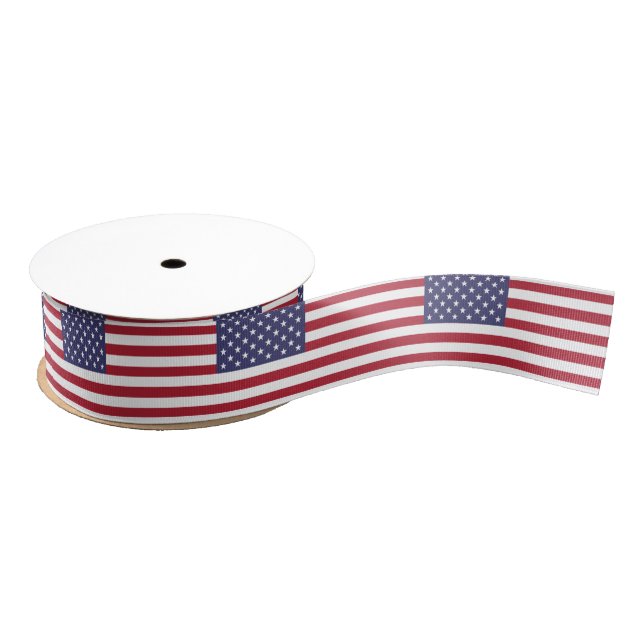 Patriotic Ribbon with Flag of U.S.A. Grosgrain Ribbon (Spool)
