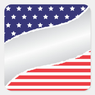 Patriotic Rip and Tear Square Sticker