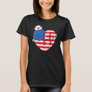 Patriotic Rn Lpn Cna American Flag 4th Of July Nur T-Shirt