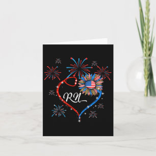 Patriotic Rn Nurse 4th Of July American Flag Sunfl Card