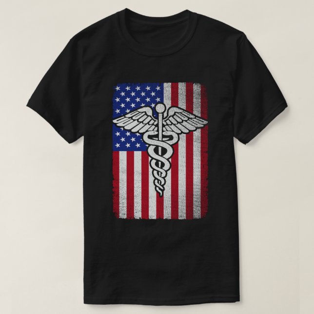 Patriotic RN Registered Nurse USA American Flag  T-Shirt (Design Front)