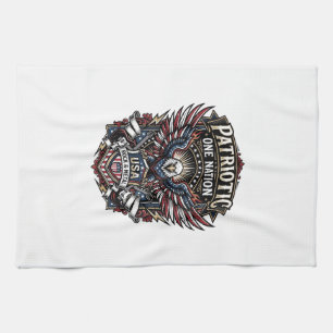Patriotic Rock Eagle Crest Music Rock Metal Patrio Tea Towel