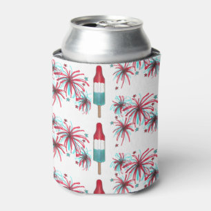 Patriotic Rocket Pop Popsicle Fireworks July 4th Can Cooler