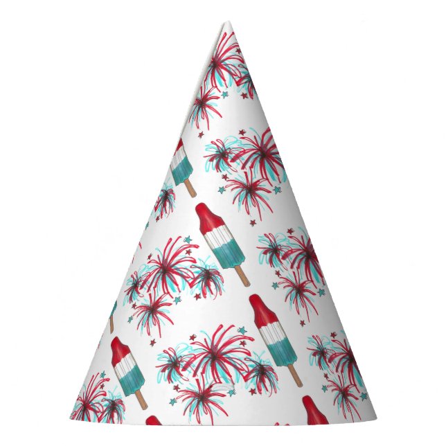Patriotic Rocket Pop Popsicle Fireworks July 4th Party Hat (Left)