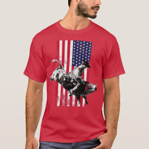 Patriotic Rodeo Cowboy Bull Rider with American Fl T-Shirt