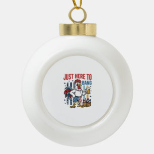 Patriotic Rooster Fireworks Vintage Shirt Design_1 Ceramic Ball Christmas Ornament