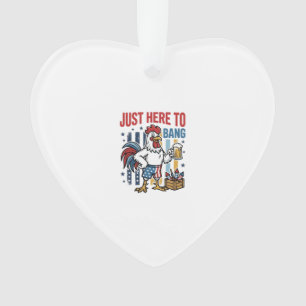 Patriotic Rooster Fireworks Vintage Shirt Design_1 Ornament