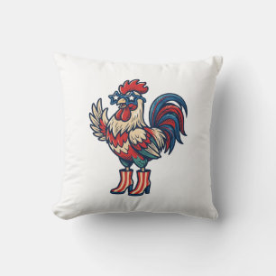 Patriotic Rooster in Heels Vintage Engraving Shirt Cushion