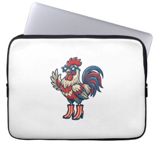 Patriotic Rooster in Heels Vintage Engraving Shirt Laptop Sleeve