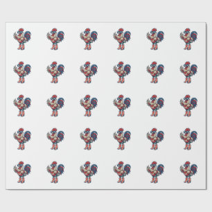 Patriotic Rooster in Heels Vintage Engraving Shirt Wrapping Paper