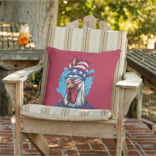 Patriotic Rooster USA Flag Retro Western Style Cushion