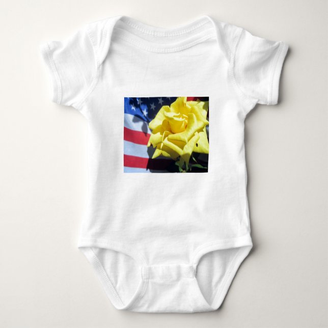 Patriotic Rose Baby Bodysuit (Front)