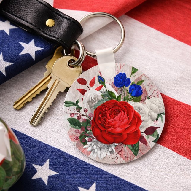 Patriotic Rose Bouquet Key Ring (Creator Uploaded)